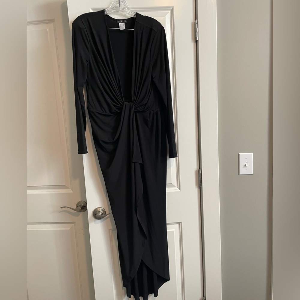 Venus Black Low Cut Dress